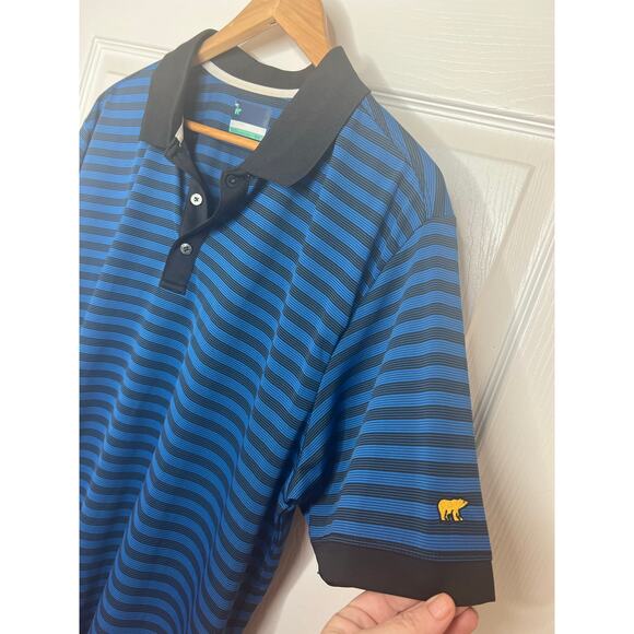 Jack Nicklaus Men's Moisture Wicking Golf Blue and Black Striped Polo Size XL - Picture 6 of 8